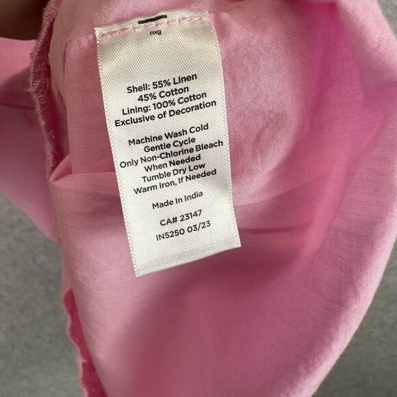 Talbot Linen Cotton Scalloped‎ Crochet Pink Lined Shift Dress Sleeveless Women 2 - Picture 12 of 14